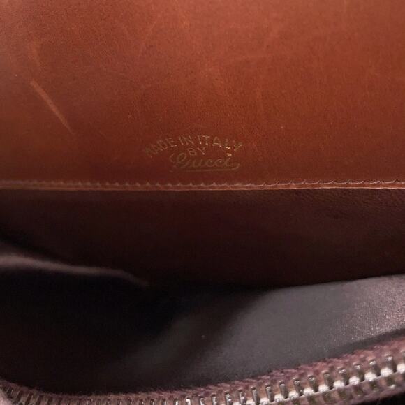 Vintage Gucci GG Hardware Leather Brown Flap Hand Bag W/Dust bag - Picture 7 of 16